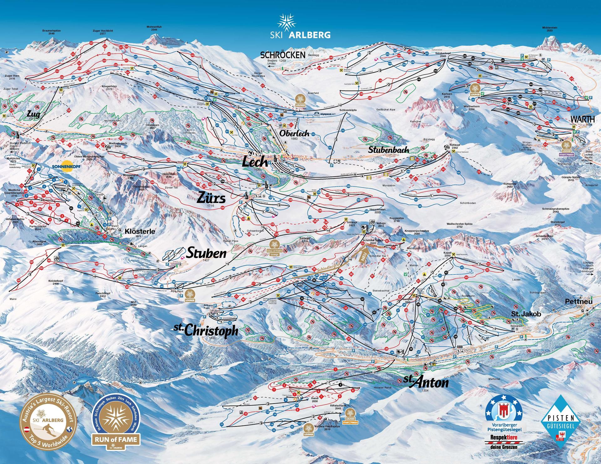 Lech-Zurs ski map